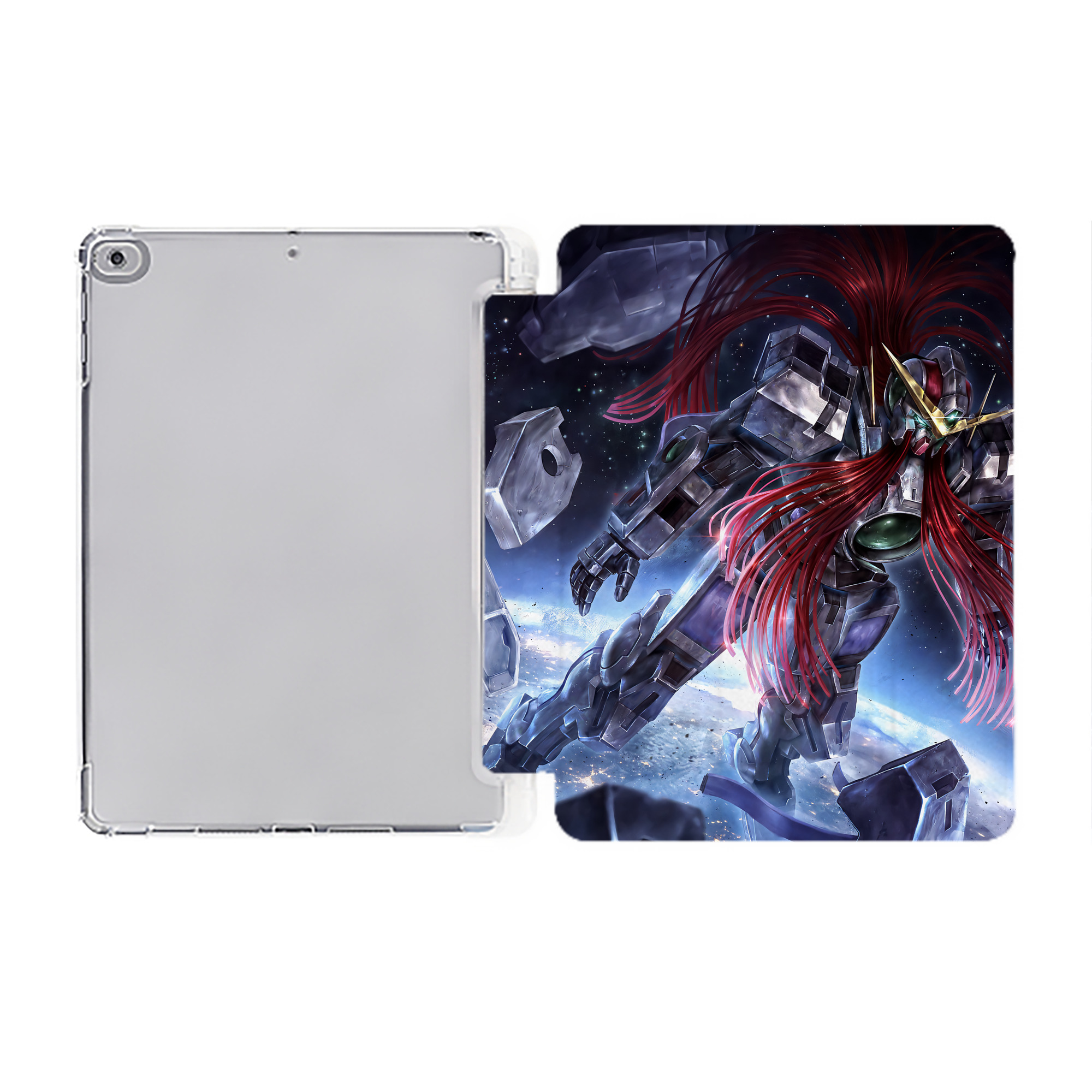 （画像用） 機動戦士ガンダム Mobile Suit Gundam IPad ケース ペン収納付き 三つ折りスタンド PUレザー×シリコン 対応機種9.5/10.5/10.9インチ